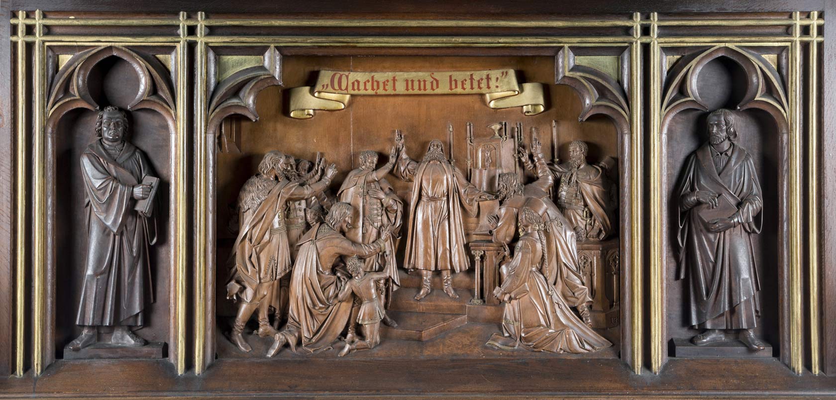 Abb. 9 Franz Schönthaler (Ausführung): Predella des Altars der Schwarzen Kirche zu Kronstadt, 1865-1866. Holz, teilw. gefasst. © Evangelische Kirche A.B. Kronstadt (Foto: Árpád Udvardi)